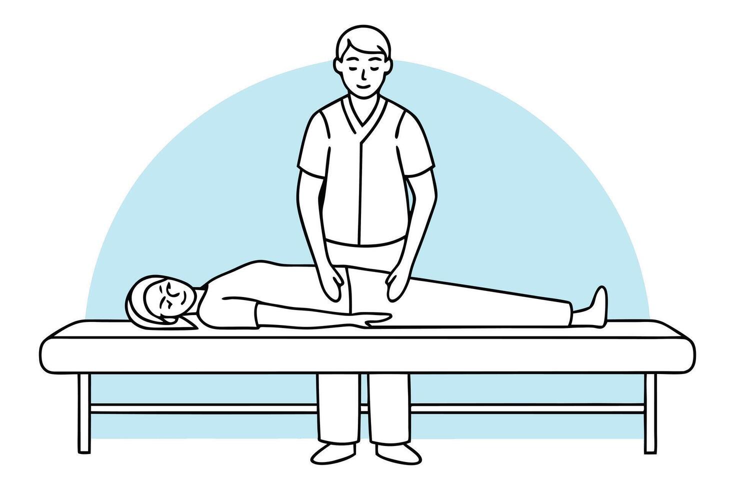 Therapist massaging patient on examination table healthcare vector