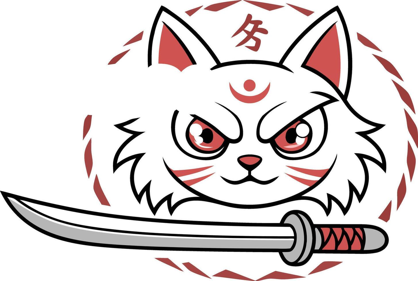 Fierce fox spirit with sword kitsune japanese folklore vector