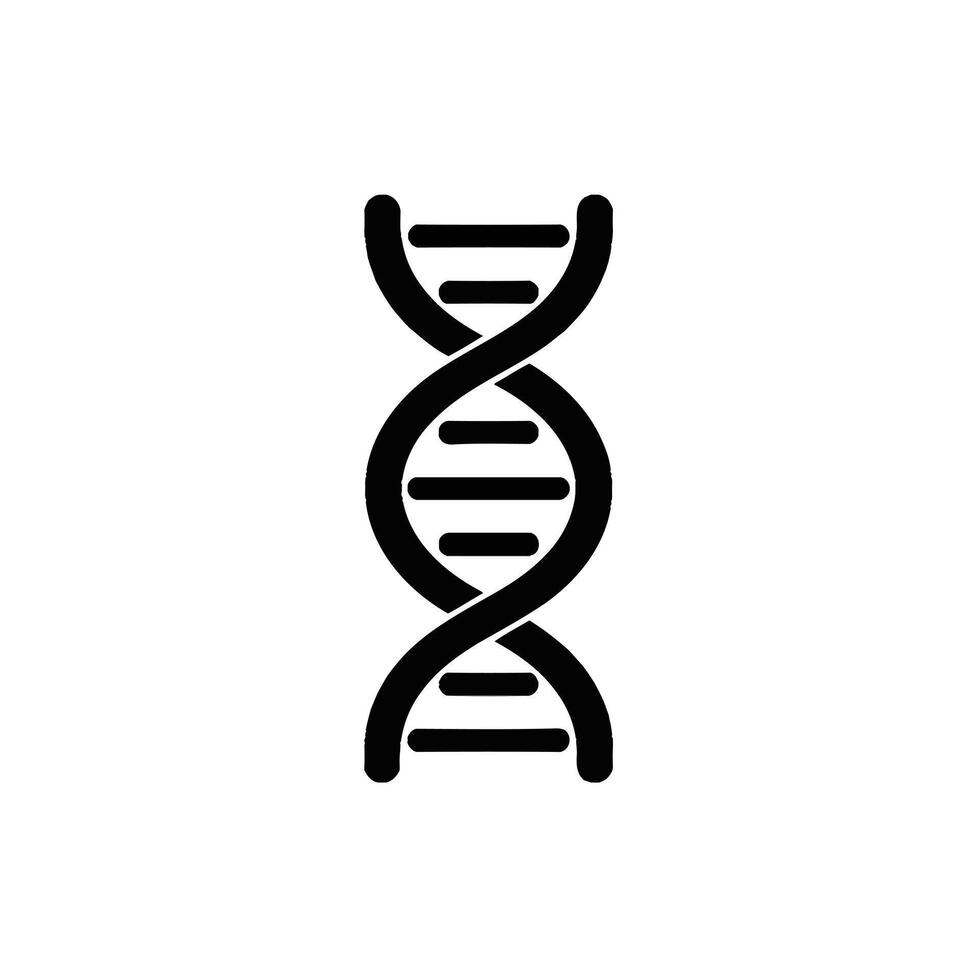 Simple black icon of a dna double helix structure on a white background vector