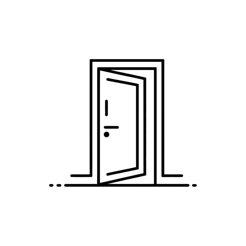 Open Doorway Symbolizing Opportunities, New Beginnings, and Transitions A Line Art Illustration with Minimalist Design vector