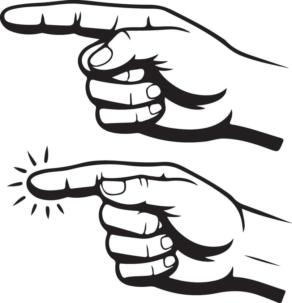 Two hands pointing, vintage style illustration vector