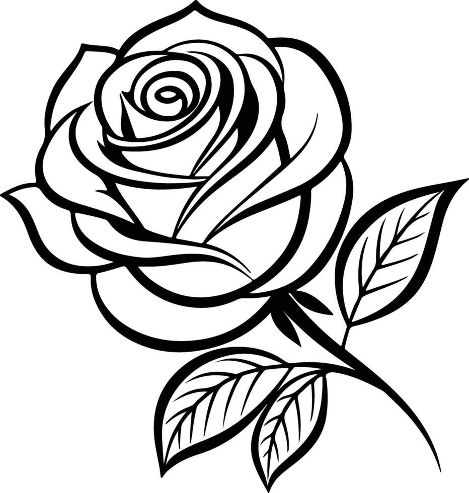 Elegant Black Rose Illustration 03.eps vector