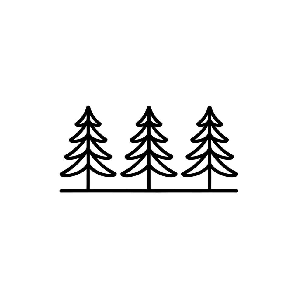 Simple Forest Scene Line Art of Evergreen Trees in a Row vector