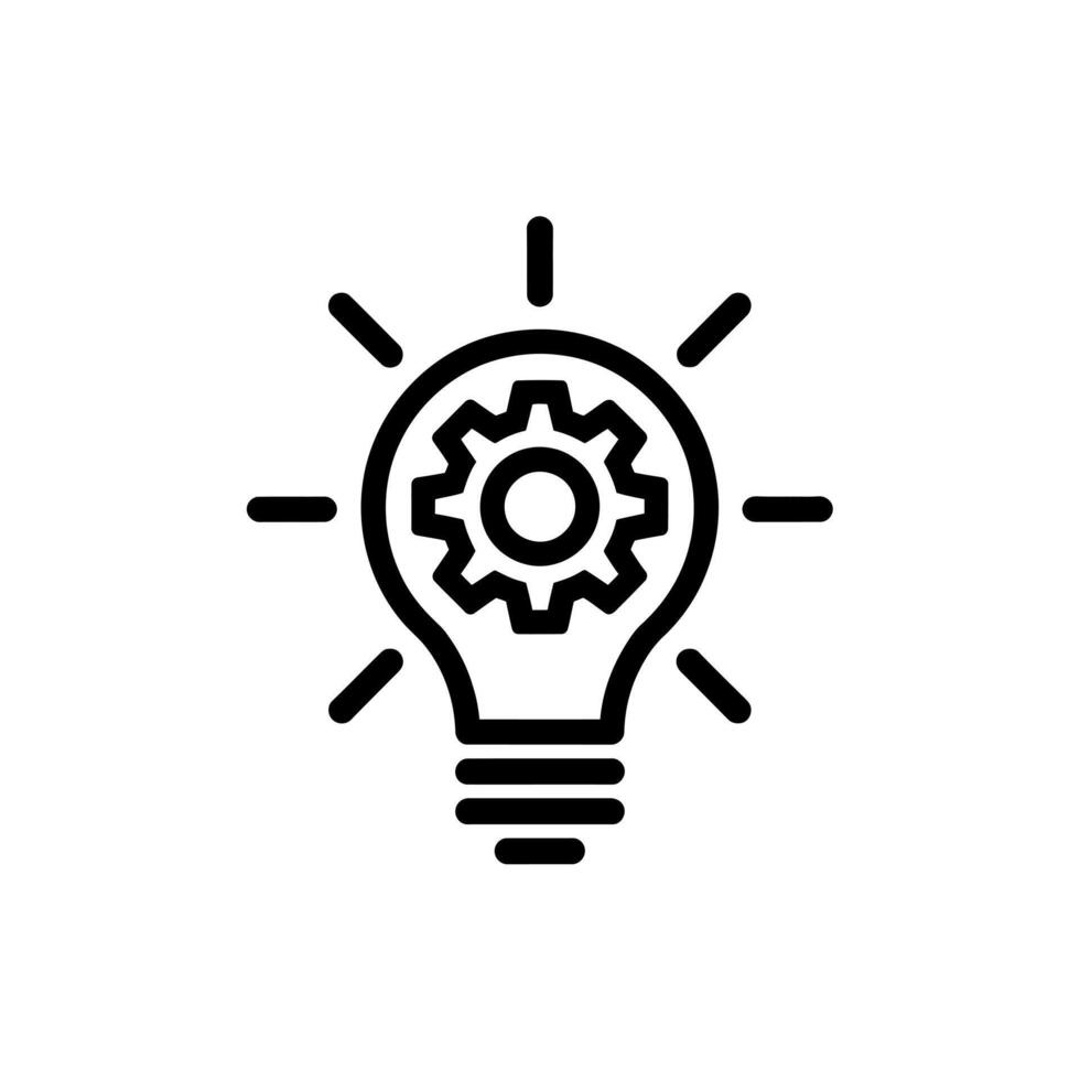 Creative Idea Generation Lightbulb with Cog Icon Symbolizes Innovation Engineering and Problem Solving vector