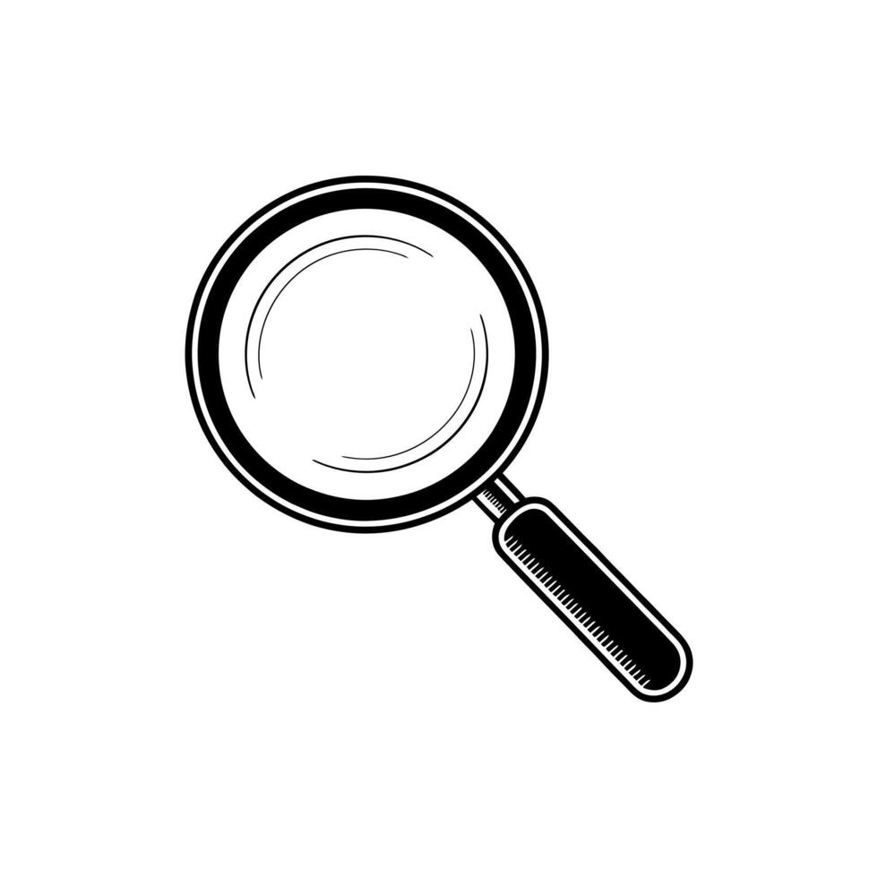 Monochrome Magnifying Glass Illustration Examining the Details with Precision in a Simple yet Elegant Black and White Design vector