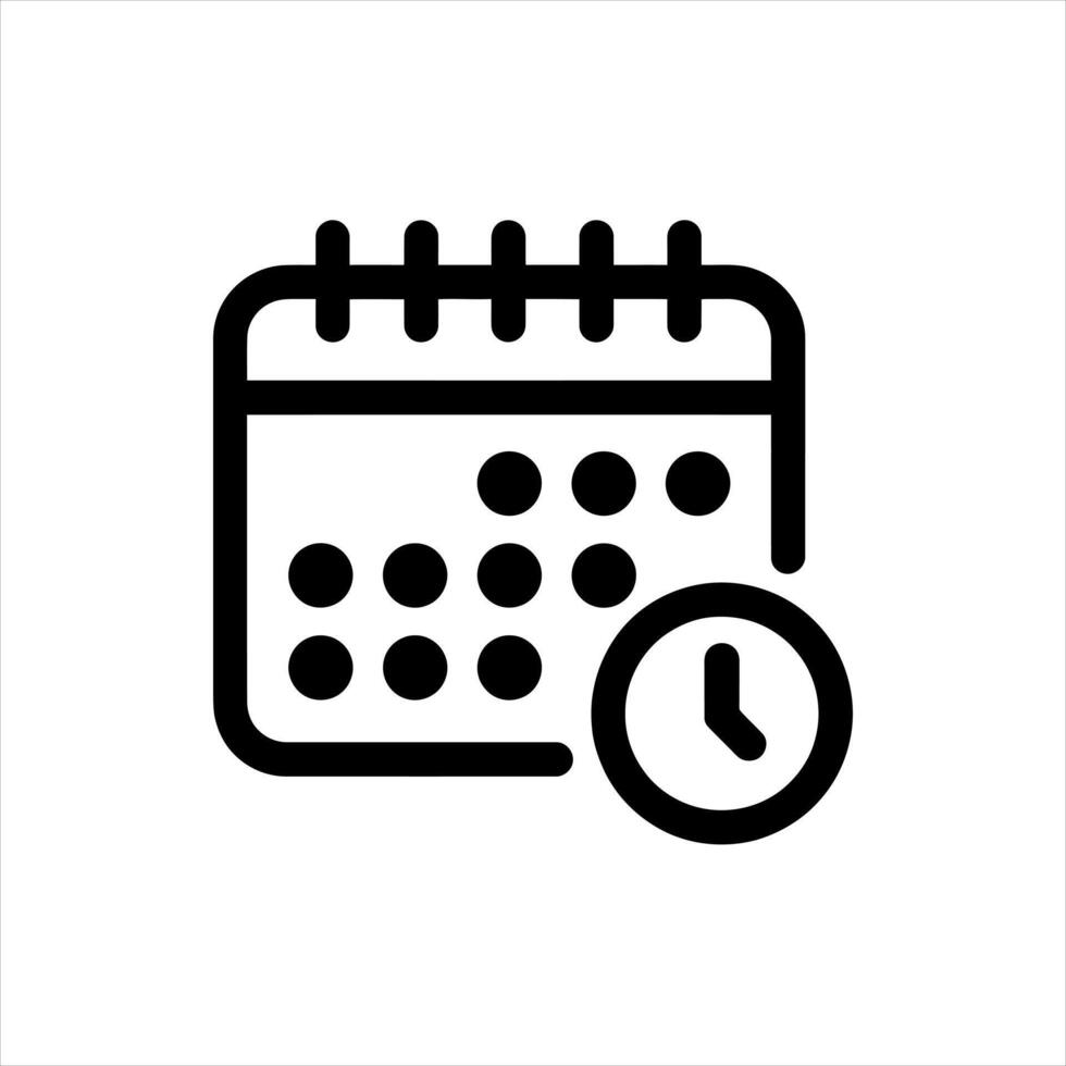 Simple line icon of a calendar with a clock vector