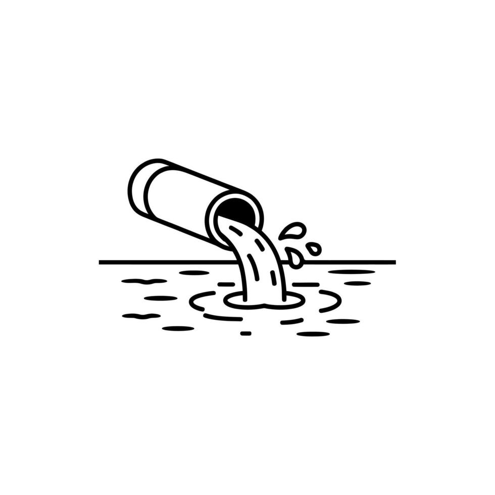 Pollution Illustration, Water Contamination with Drainage Pipe Discharging Waste into a Water Source Causing Environmental Issues vector