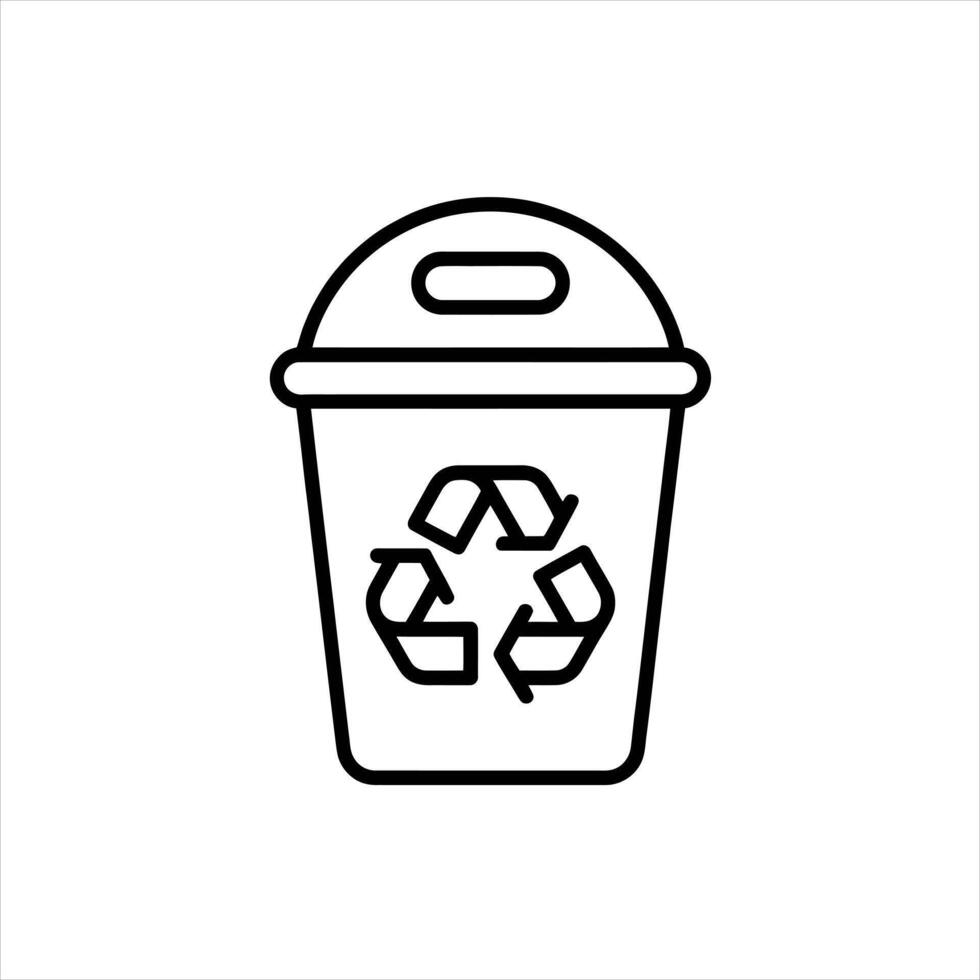 Recycling bin icon with recycling symbol vector