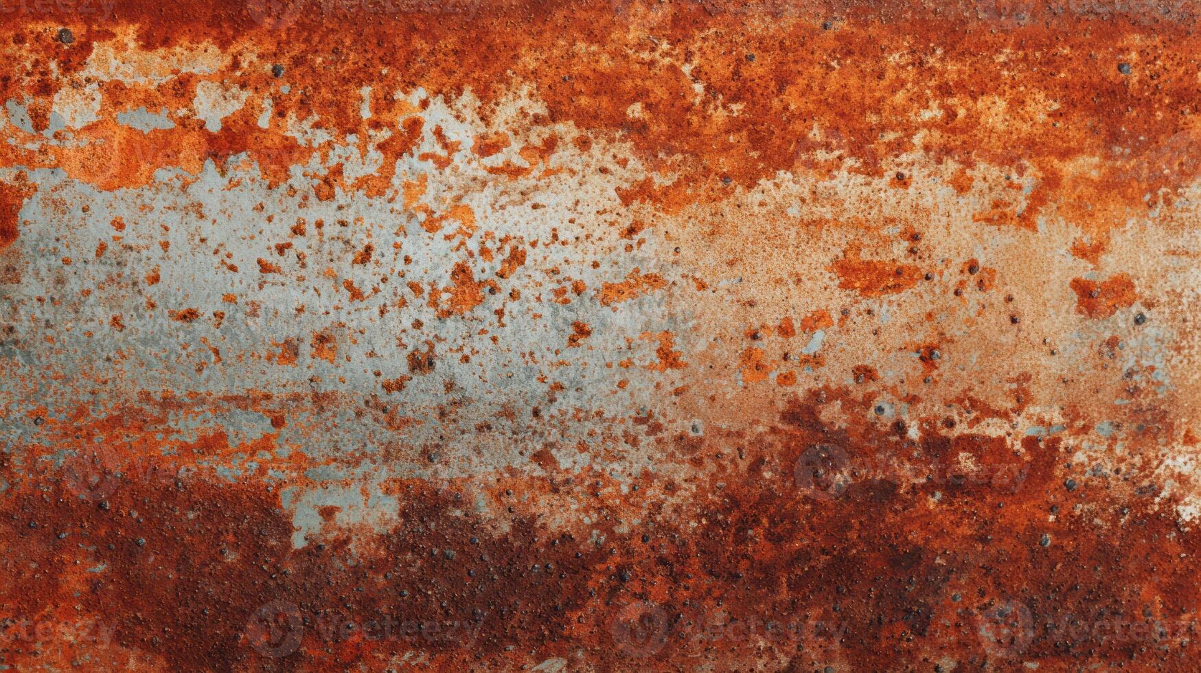 Rusty Steel Sheet Texture With Weathered Patina Showcasing Vibrant Orange and Blue Hues From Years of Exposure and Natural Oxidation Effects photo