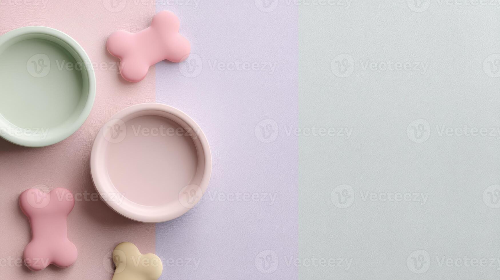 Mockup Pet Brand Banner Showcasing Pastel Bowl and Bone Shapes With Open Area for Text and Branding Elements photo
