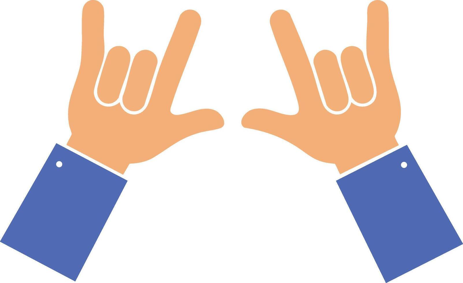 Hands making love symbol gesture with blue sleeves in flat style for communication and expression vector