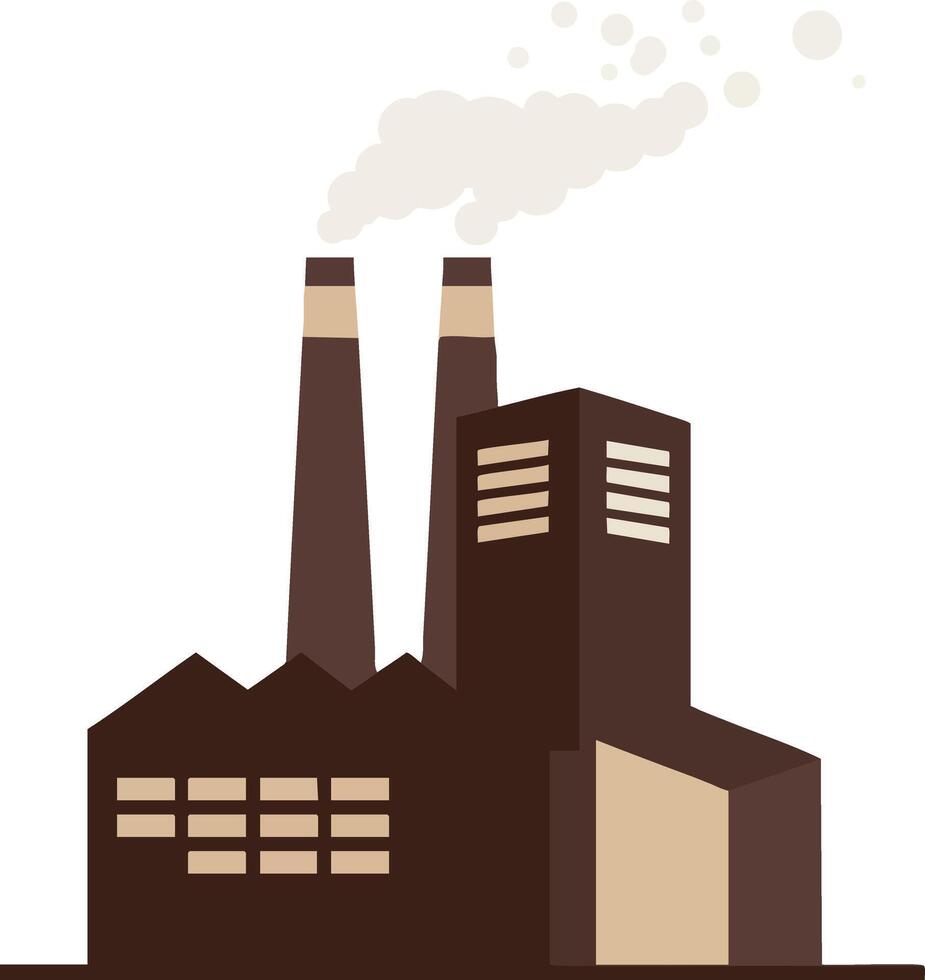 Industrial factory building with brown tones and smoke stacks illustration for manufacturing and production concepts vector