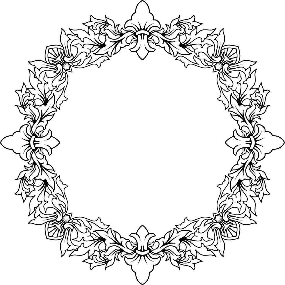 A round frame with floral design vector