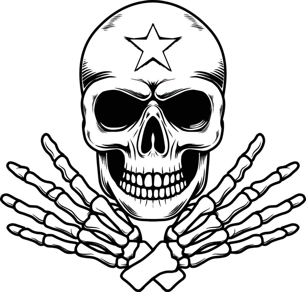 Skeleton hand with star vector