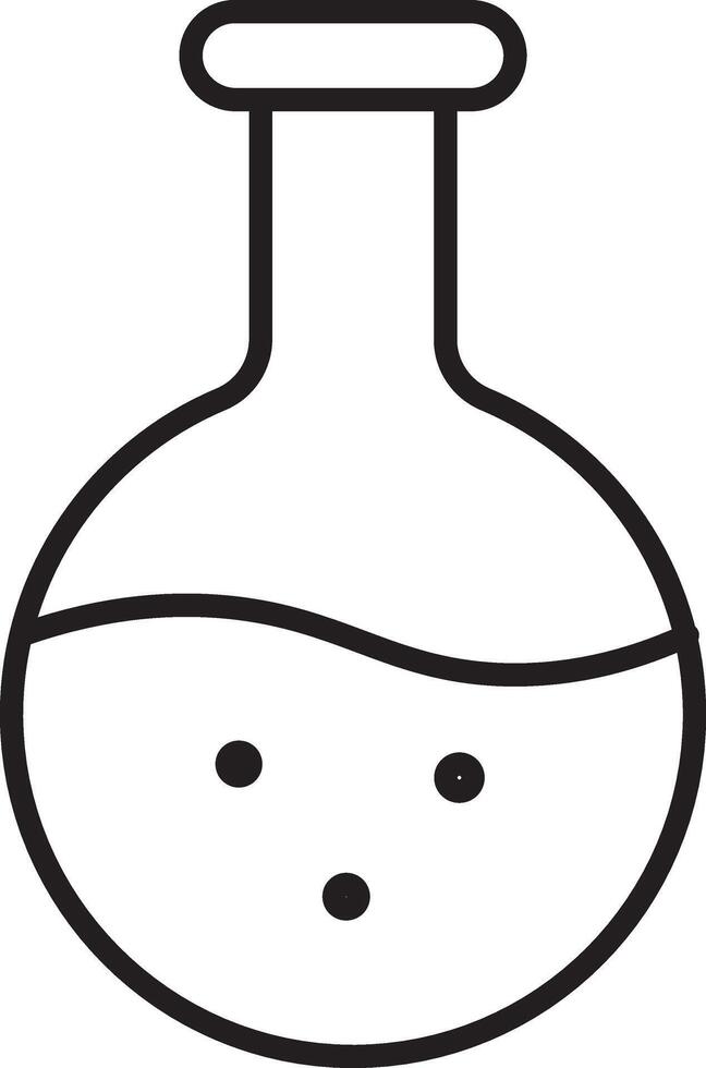 Laboratory flask science chemistry experiment glassware liquid round bottom outline icon education research transparent scientific symbol simple black white clean minimal isolated equipment tool vector
