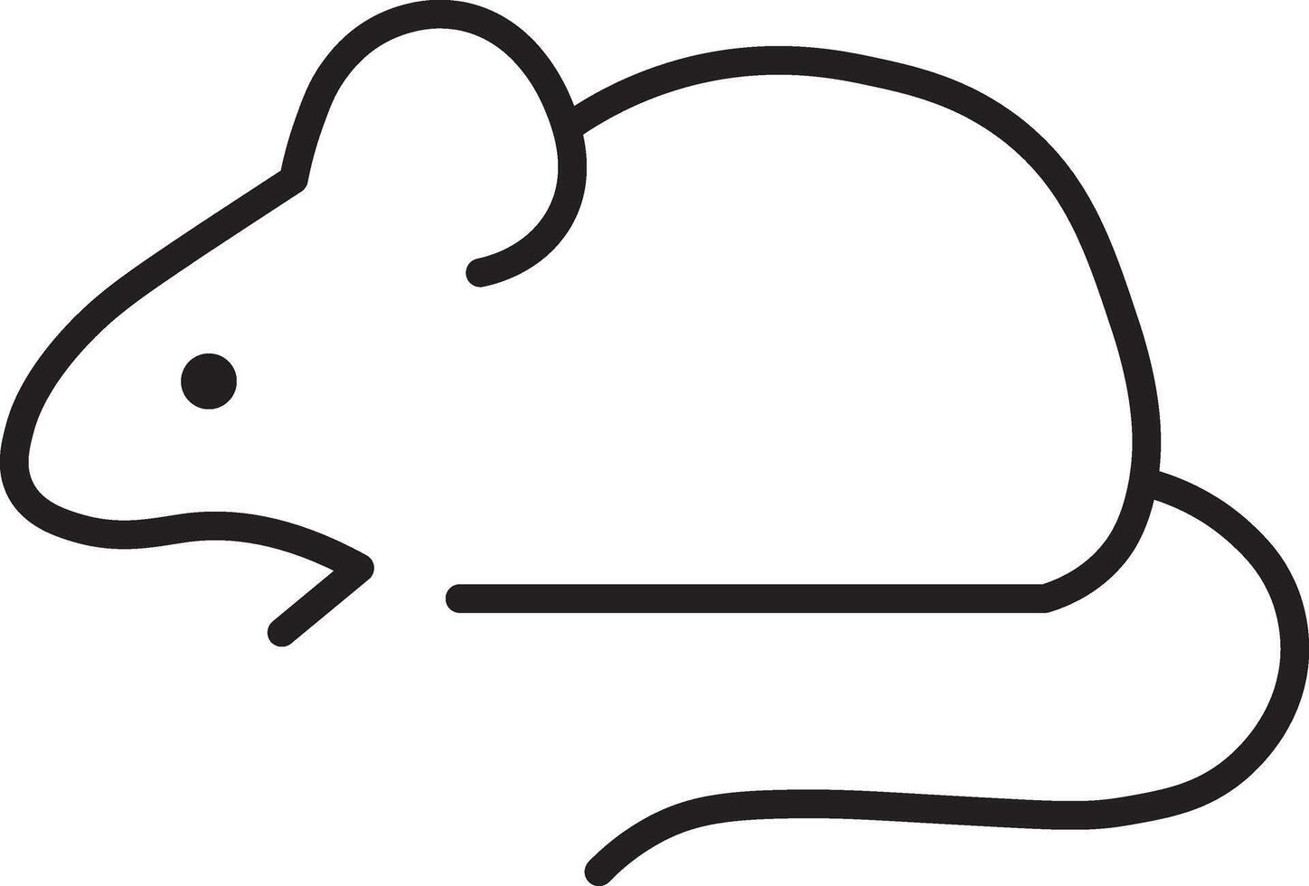 Mouse outline rodent animal simple black line drawing isolated white background minimal design cute mammal pet wildlife silhouette cartoon sketch art icon symbol graphic illustration clean vector