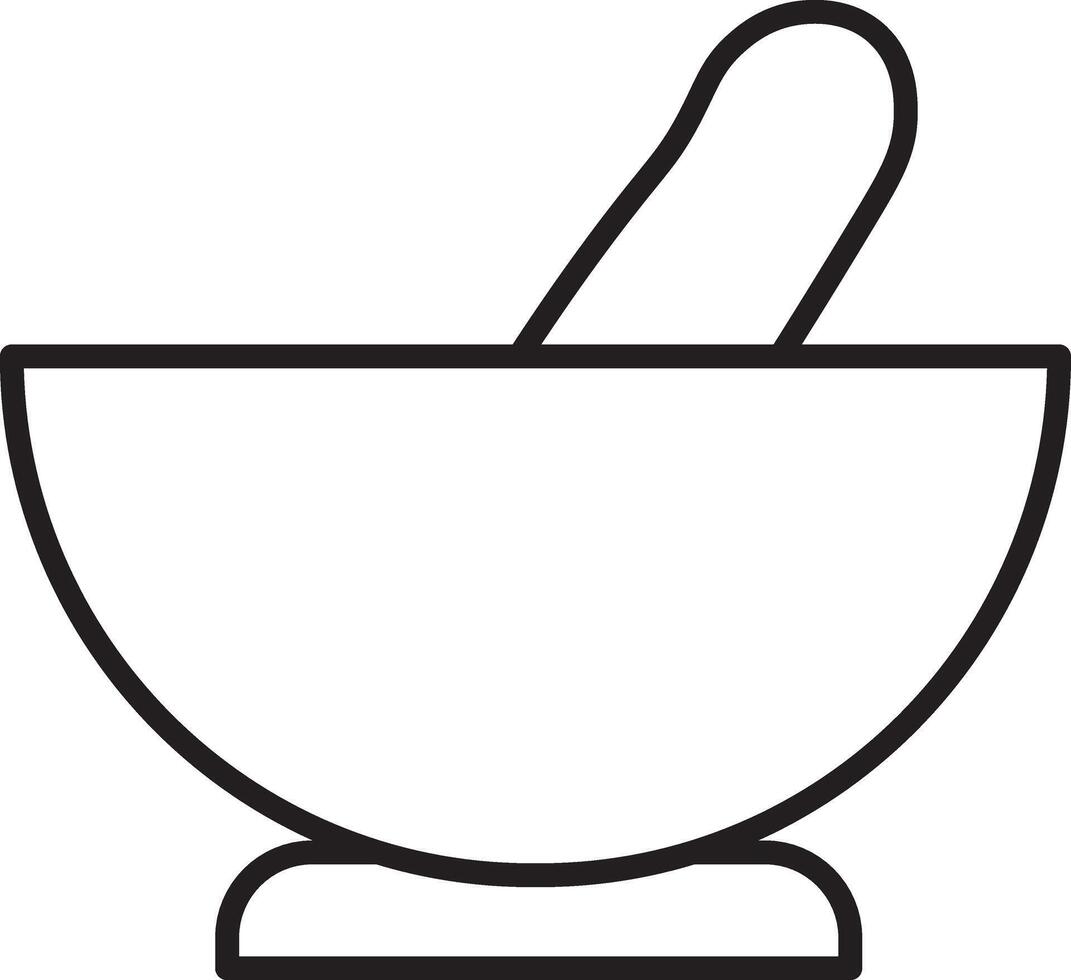 Mortar pestle icon, black outline, simple kitchen utensil illustration, used for grinding herbs and spices, traditional tool, minimal design, isolated on transparency background vector