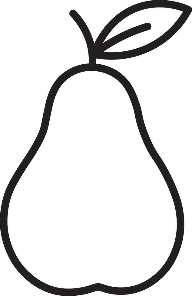 A pear is shown in a simple outline vector