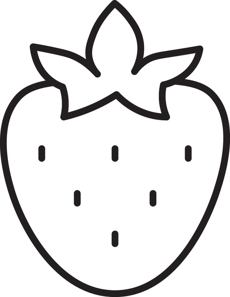 A strawberry is shown in a line drawing vector