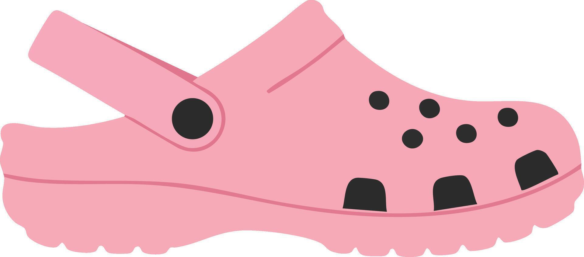 Pink casual clog shoe with ventilation holes and adjustable strap illustration for comfortable footwear designs vector