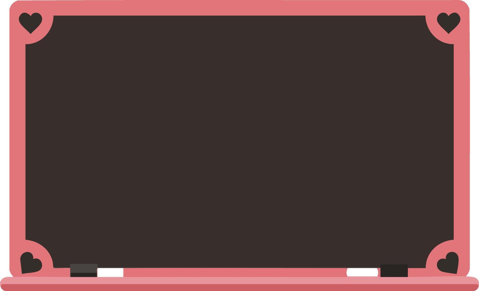 Heart themed blackboard with pink frame for classroom or message board illustration vector