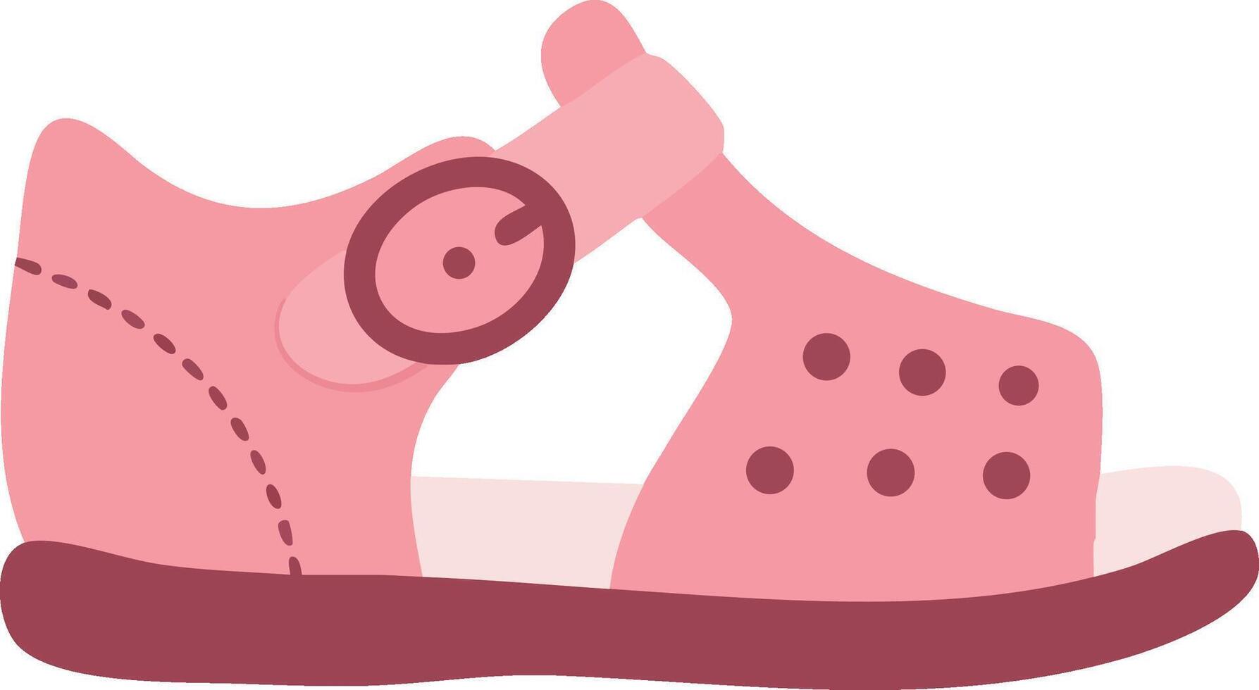 Pink toddler sandal shoe with buckle and ventilation holes illustration for children footwear design vector