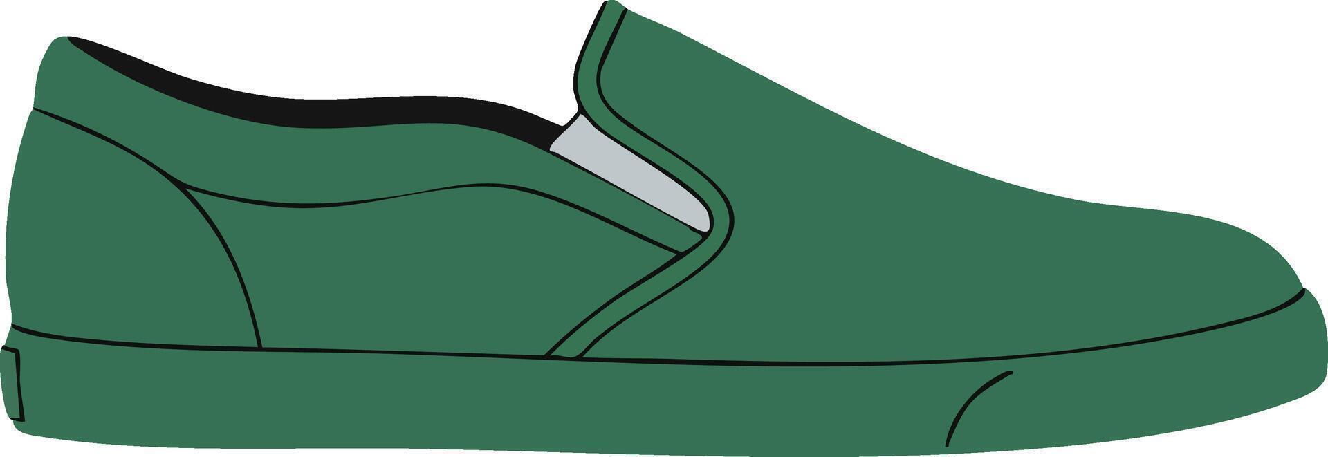Green casual slip-on shoe footwear illustration for lifestyle and fashion designs vector