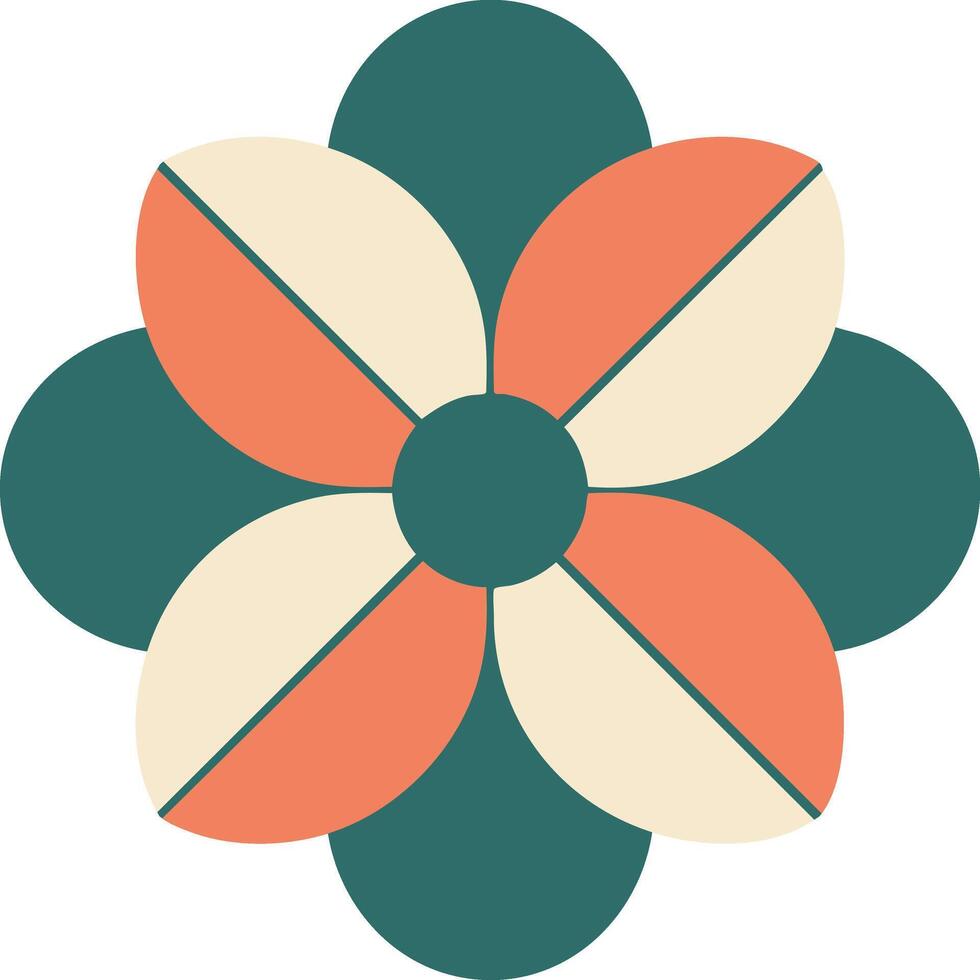 Abstract geometric flower design with teal and coral shapes in modern style for creative projects and decoration vector