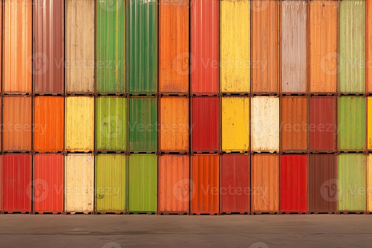 A man standing in front of a wall of containers photo
