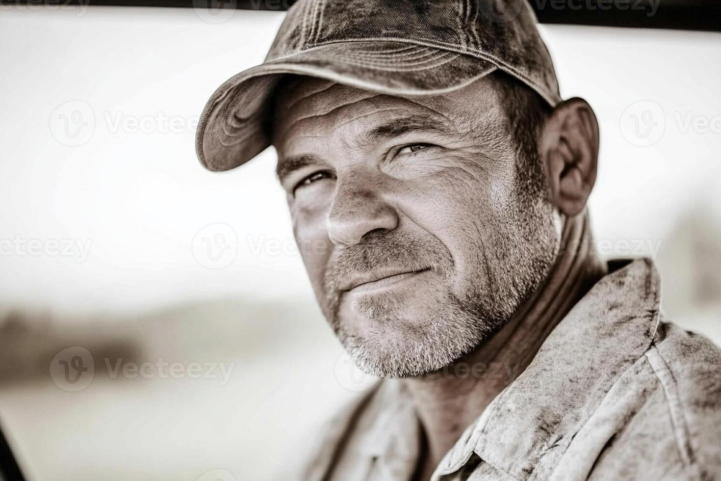 A man wearing a hat and a shirt photo