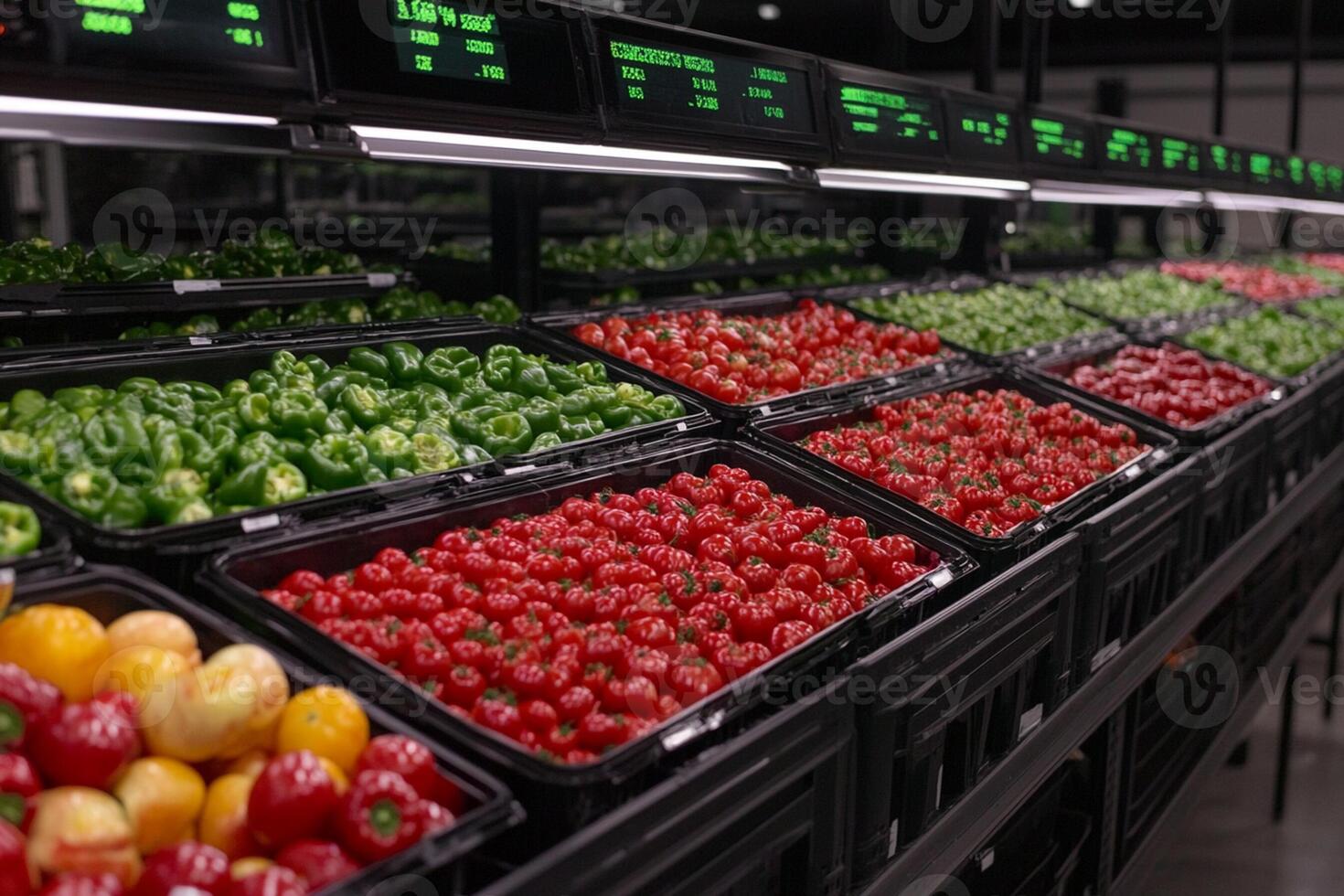 A large display of fresh produce in a grocery store photo