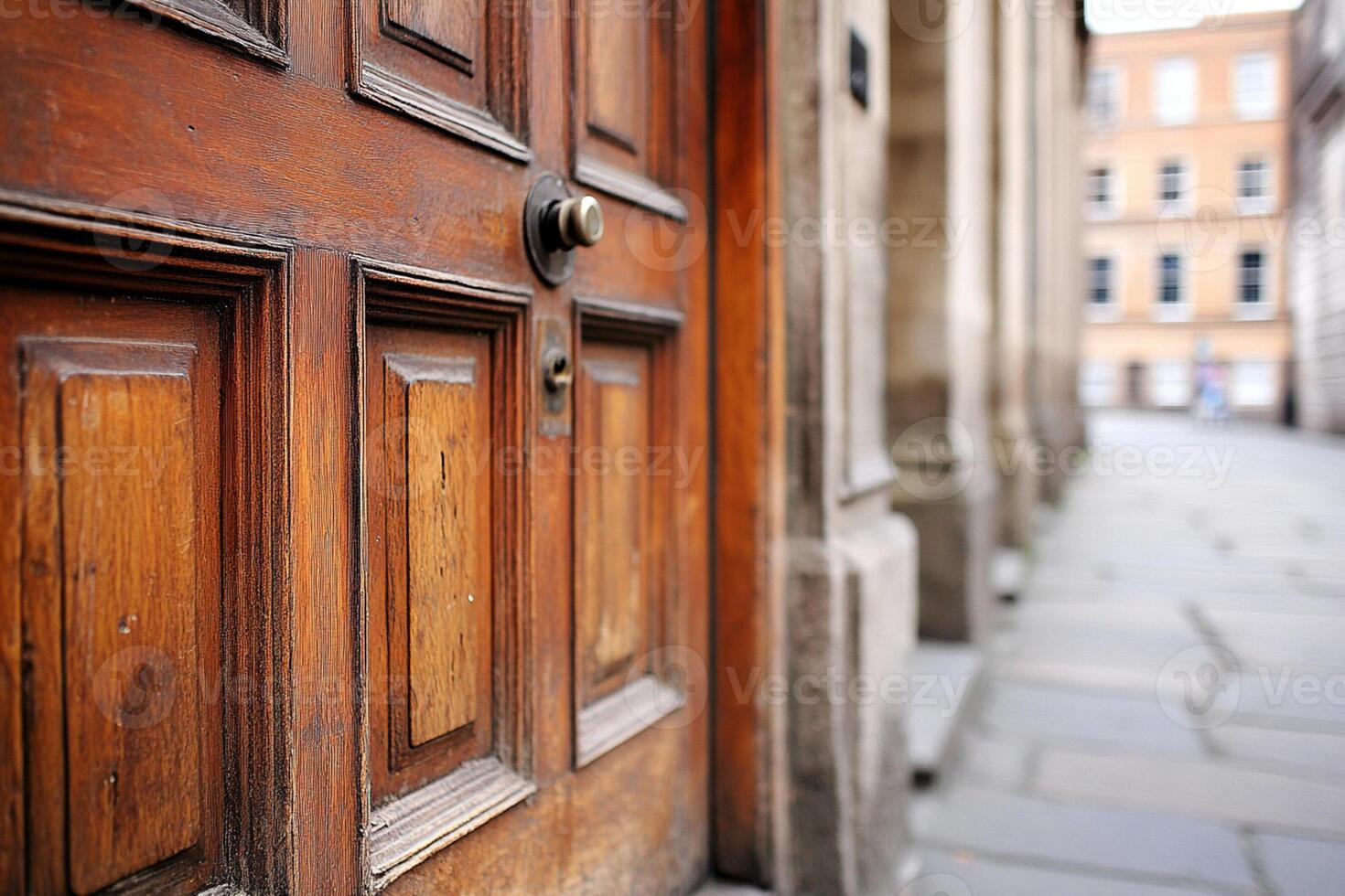 A close up of a wooden door photo