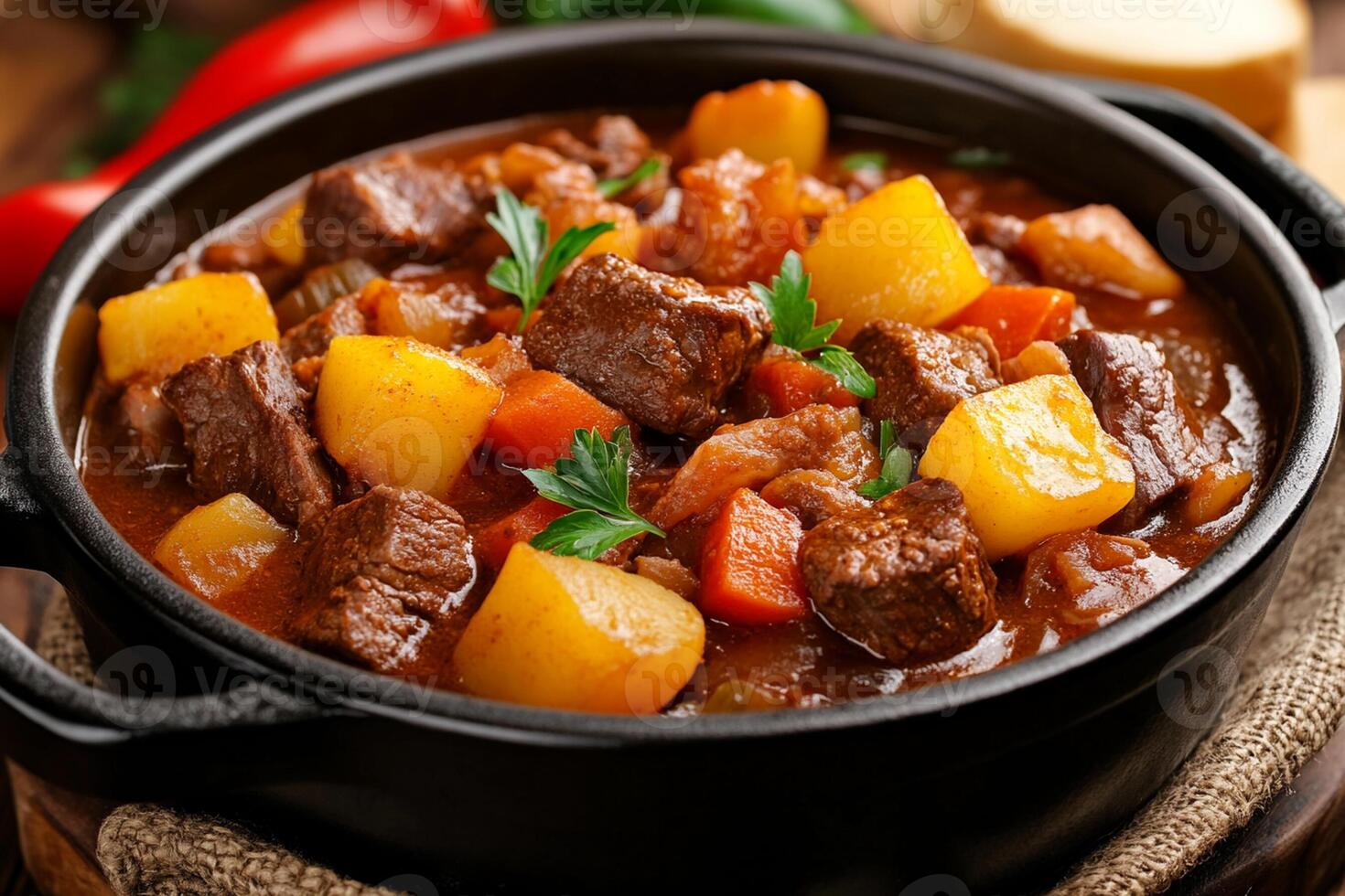 Beef stew with potatoes and carrots photo