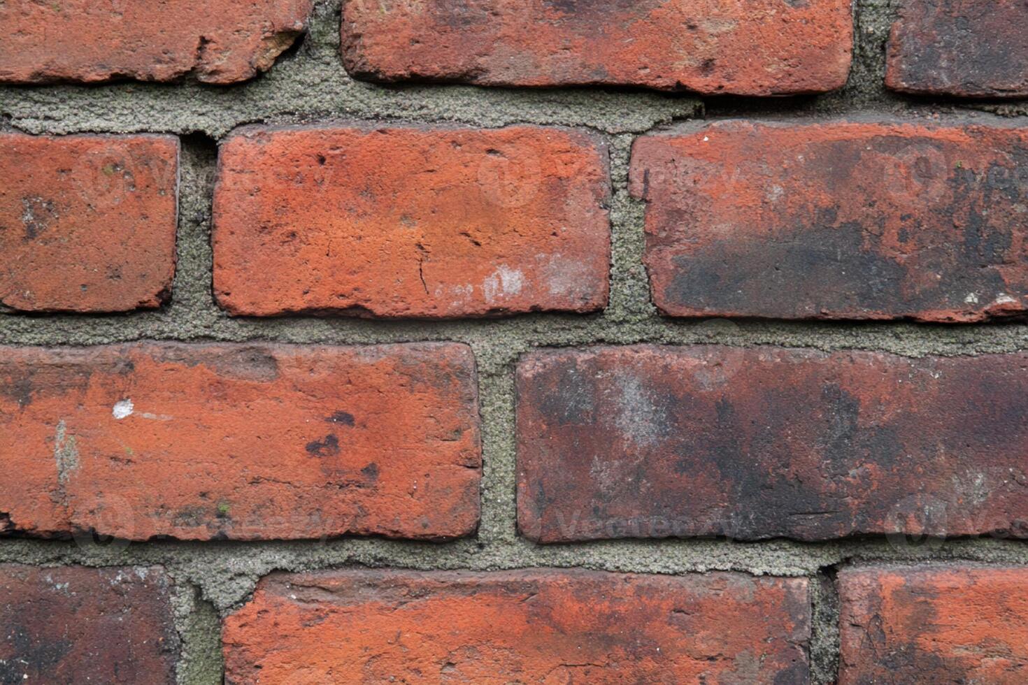 A close up of a brick wall with some red bricks photo