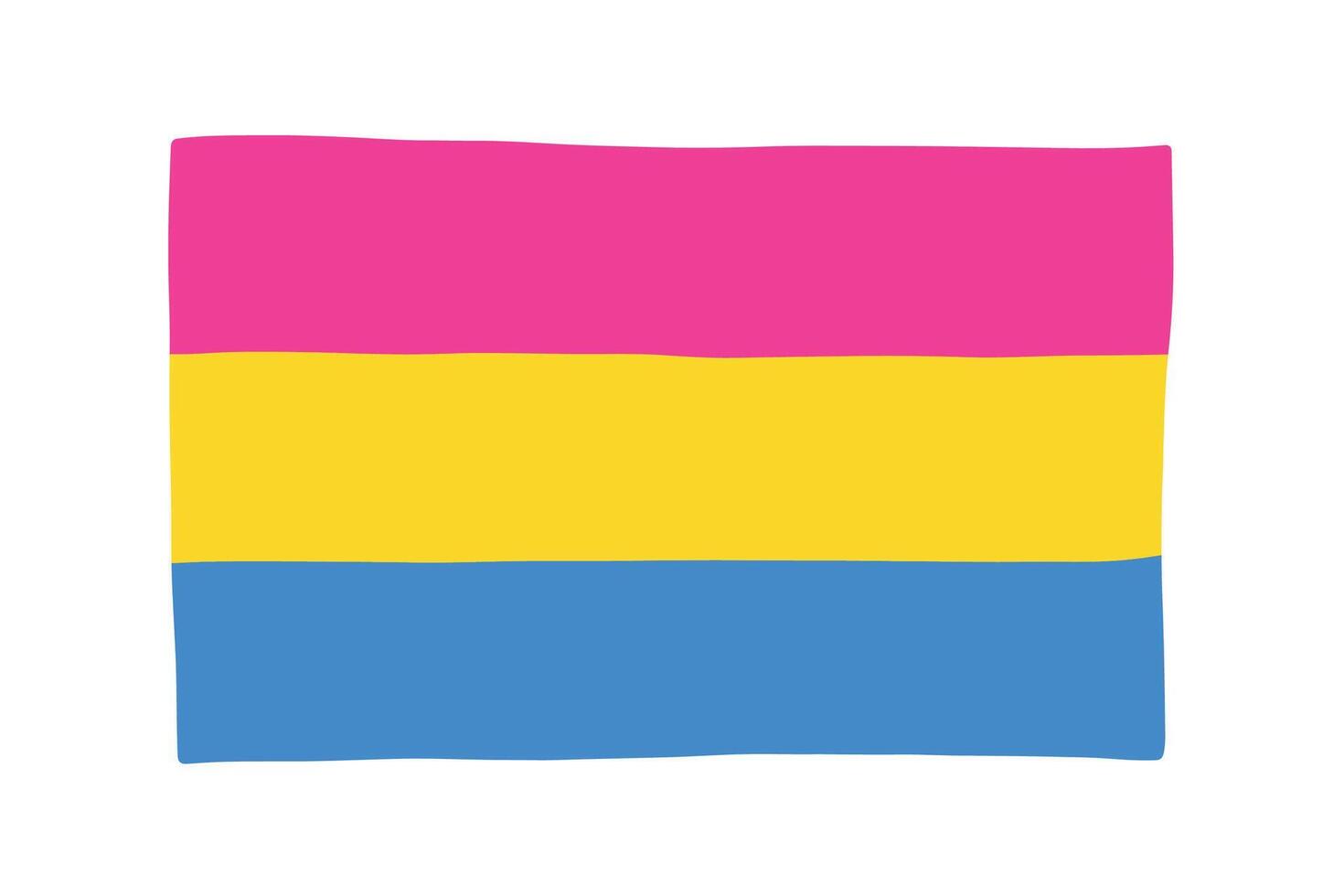 Colorful Pansexual pride flag Happy pride day LGBTQ community Pride Month hand drawn doodle for posters, stickers, logo, cards vector