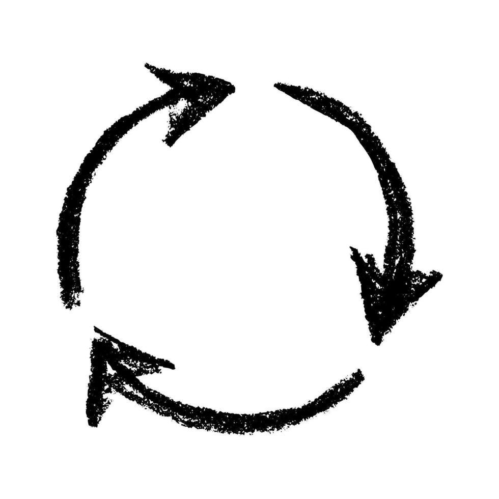 twenty two Hand drawn recycle arrow icon Recycling resources symbol Reuse of materials, zero waste, green environment, saving the planet vector