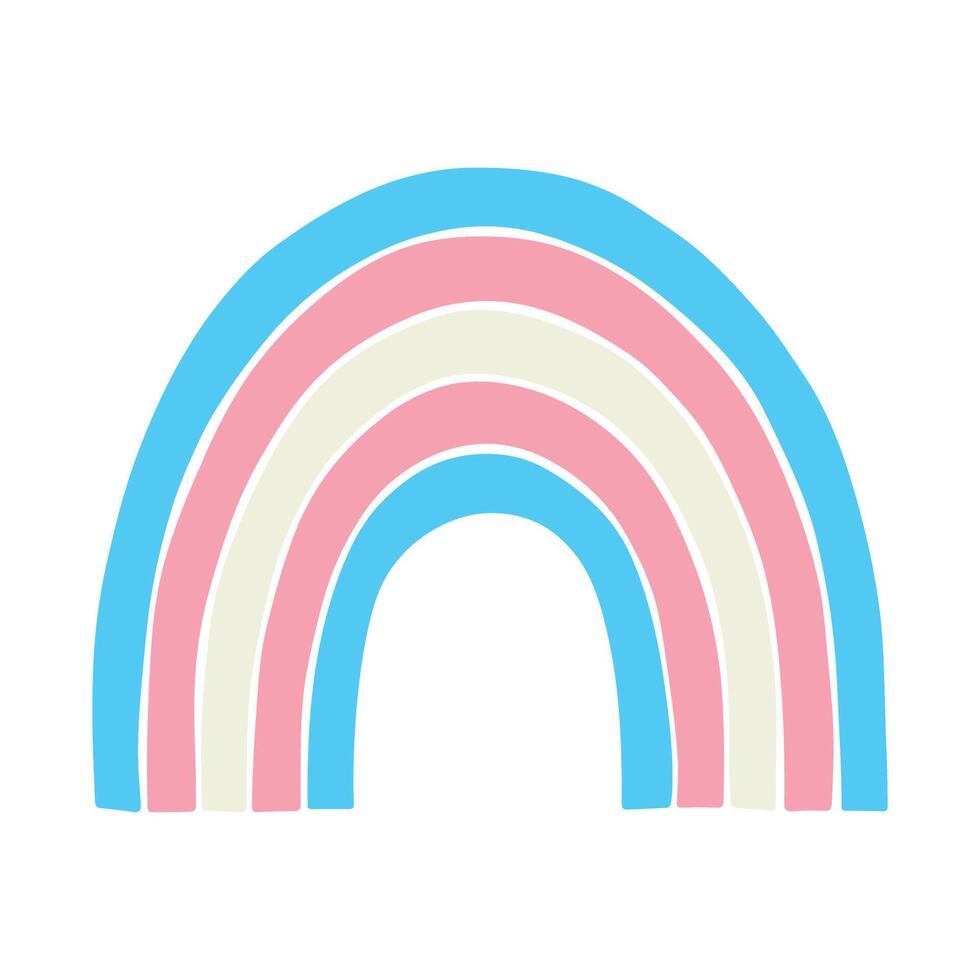 Colorful rainbow shape Transgender pride flag Happy pride day LGBTQ community Pride Month hand drawn doodle for posters, stickers, logo, cards vector