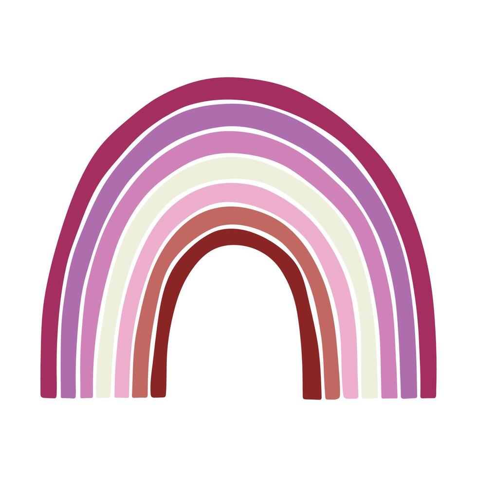 Colorful rainbow shape Lesbian pride flag one Happy pride day LGBTQ community Pride Month hand drawn doodle for posters, stickers, logo, cards vector