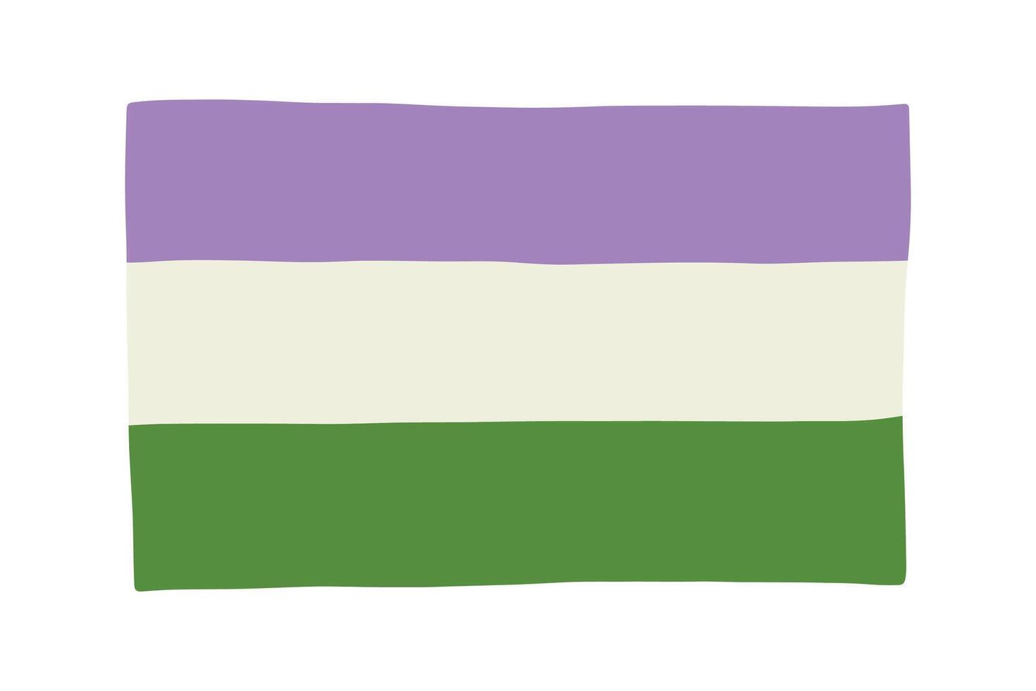 Colorful Genderqueer pride flag Happy pride day LGBTQ community Pride Month hand drawn doodle for posters, stickers, logo, cards vector