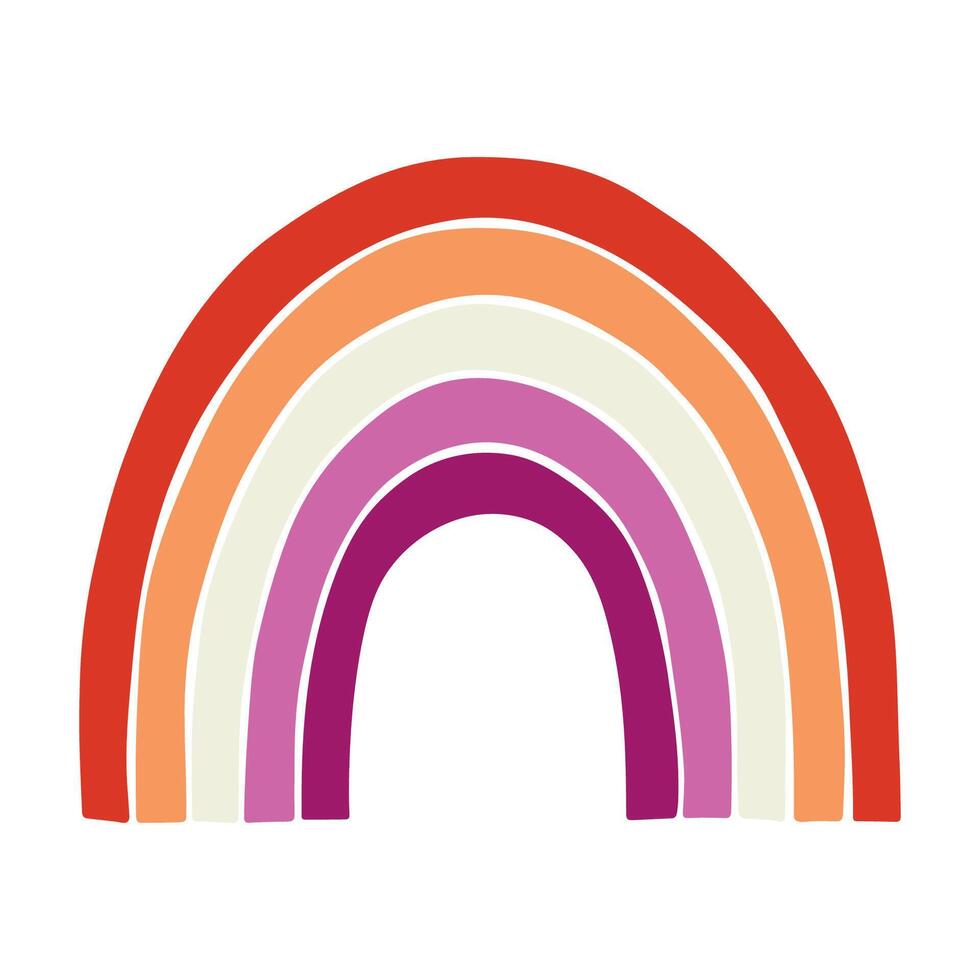 Colorful rainbow shape one Lesbian pride flag Happy pride day LGBTQ community Pride Month hand drawn doodle for posters, stickers, logo, cards vector
