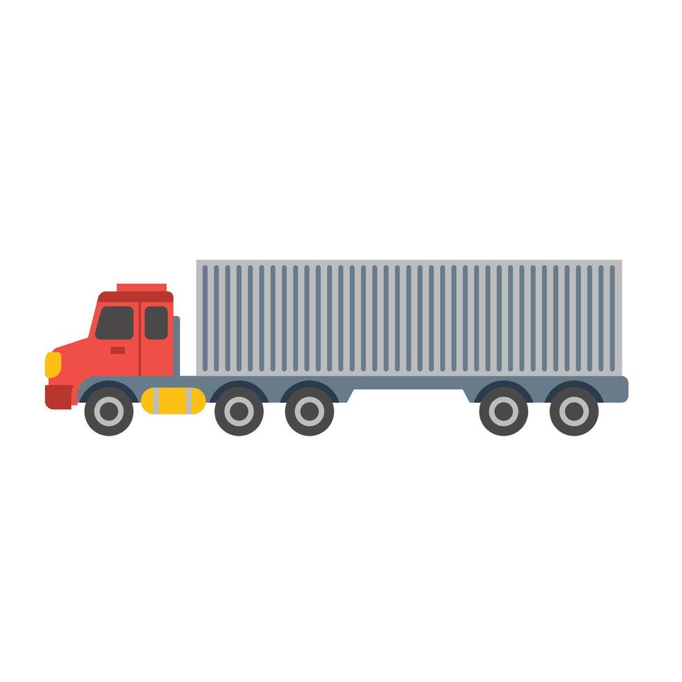 a flat illustration of a truck with a trailer vector