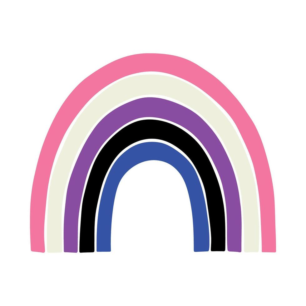 Colorful rainbow shape Gender fluid pride flag Happy pride day LGBTQ community Pride Month hand drawn doodle for posters, stickers, logo, cards vector