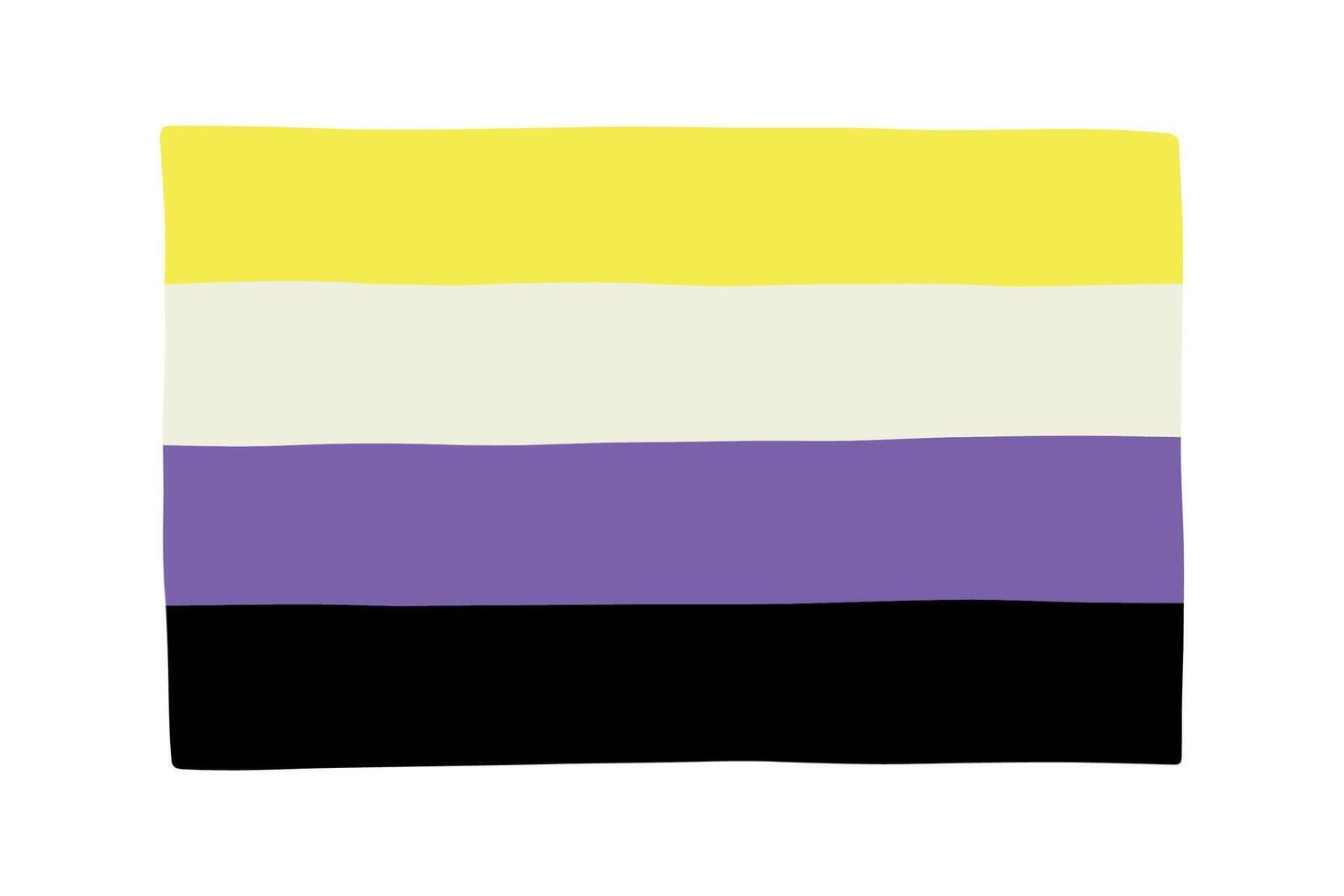 Colorful Non binary pride flag Happy pride day LGBTQ community Pride Month hand drawn doodle for posters, stickers, logo, cards vector
