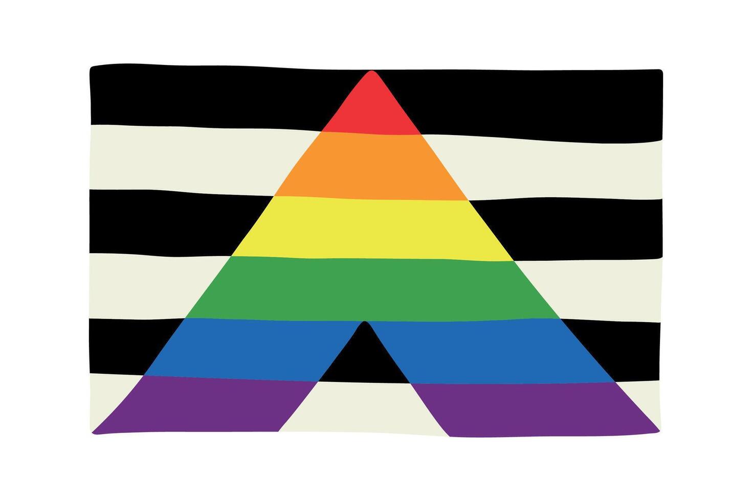 Colorful Straight ally pride flag Happy pride day LGBTQ community Pride Month hand drawn doodle for posters, stickers, logo, cards vector