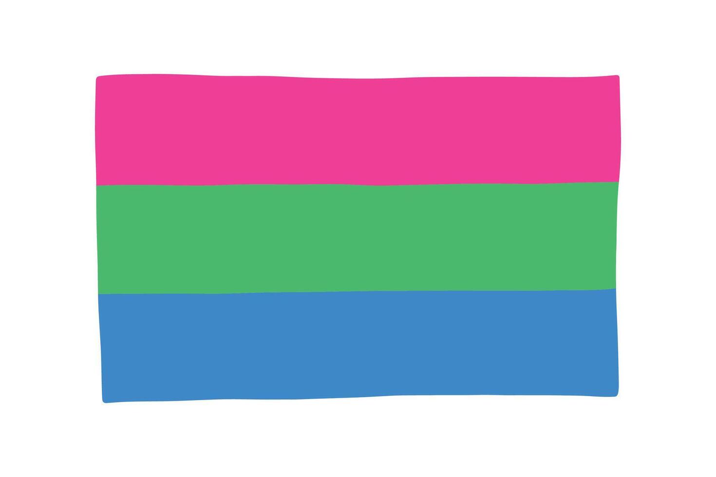 Colorful Polysexual pride flag Happy pride day LGBTQ community Pride Month hand drawn doodle for posters, stickers, logo, cards vector