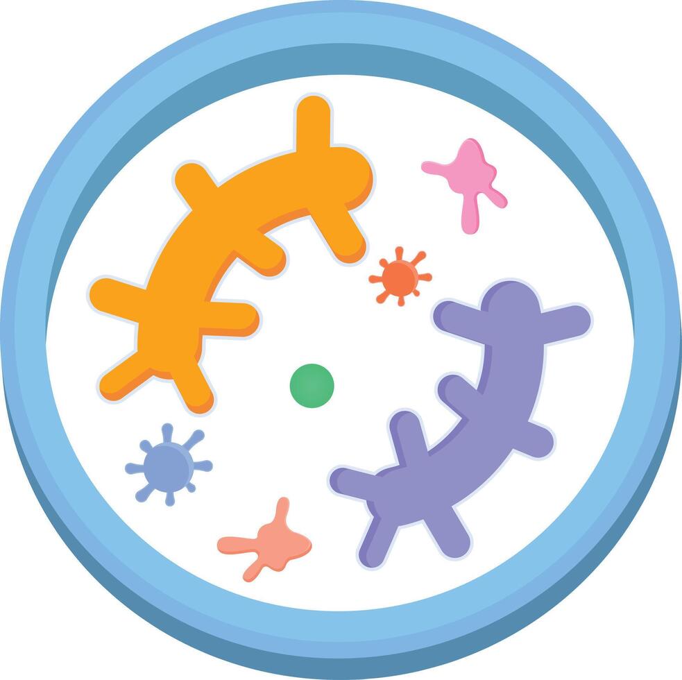 Petri Dish with Microorganisms Icon - Microbiology and Research Symbol vector