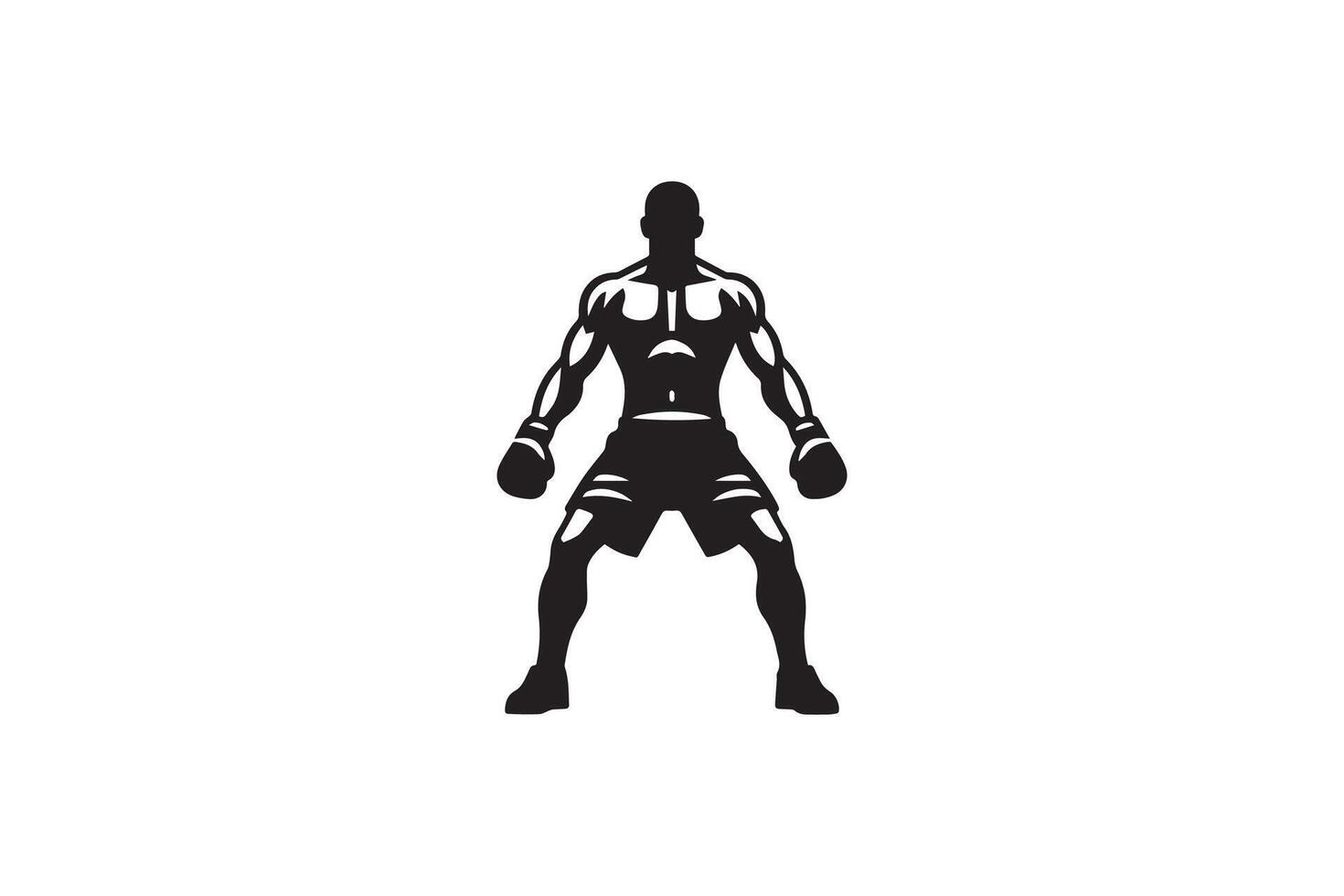 A silhouette of a man boxing gear vector