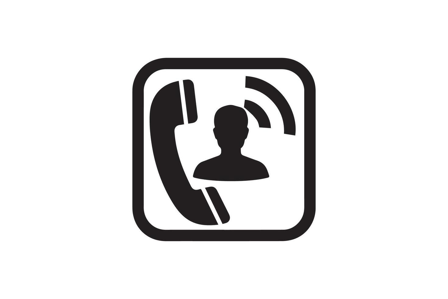Phone icon with a person on the phone vector