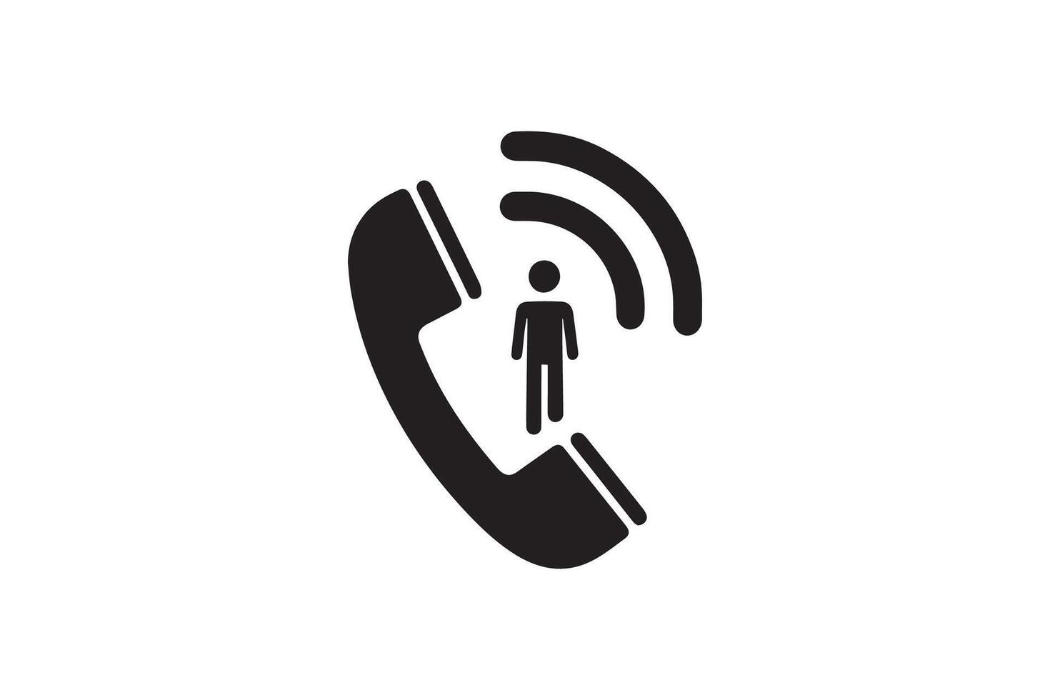 A phone icon with a person standing in front of it vector