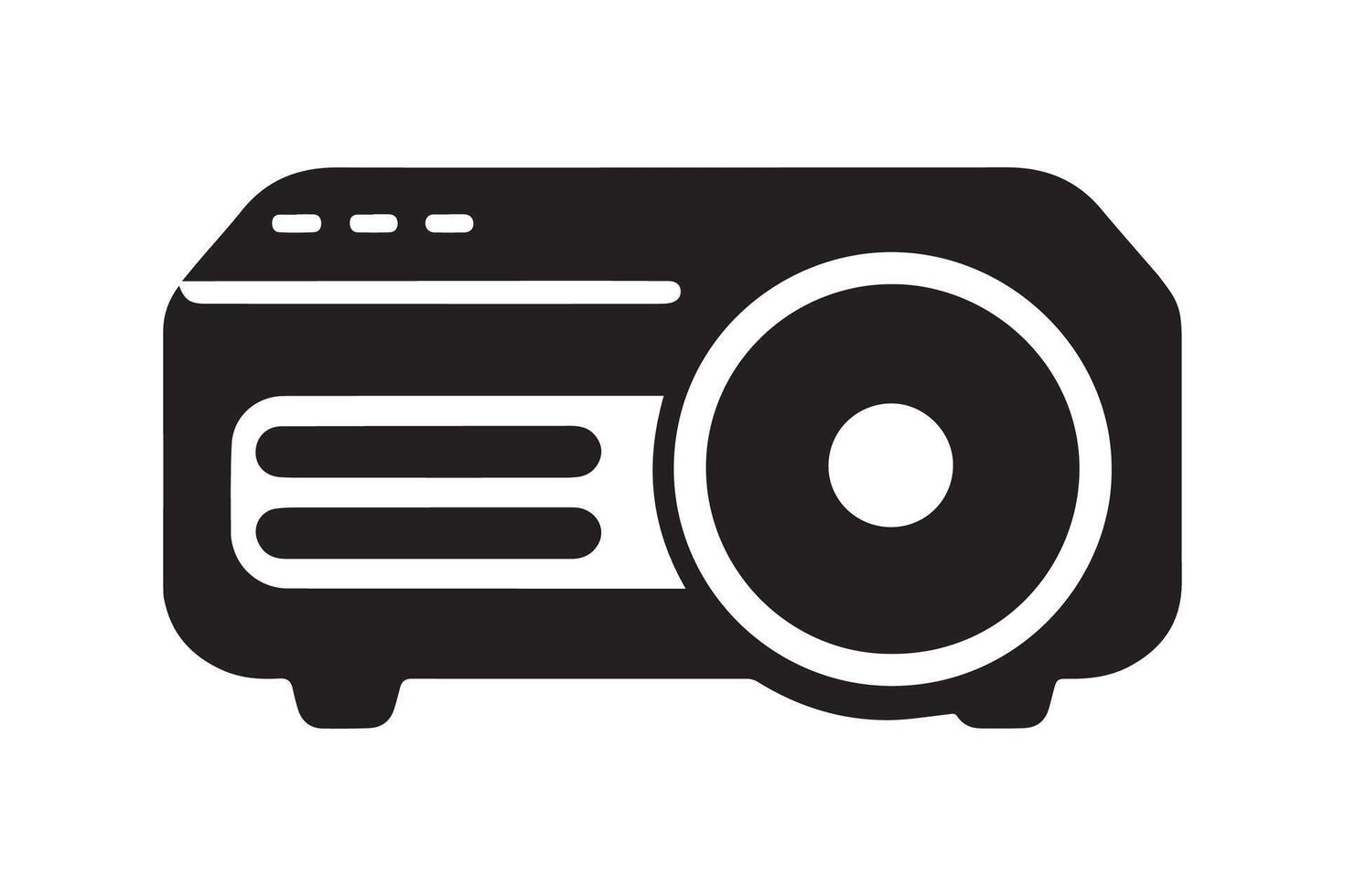 Black and white icon of a projector on a white background vector